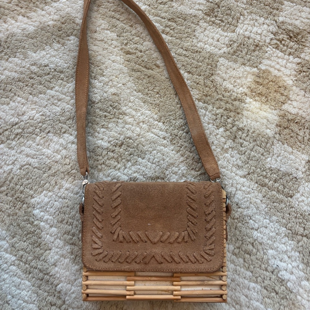 Elegant Tan Suede Crossbody Bag